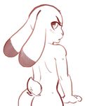  annoyed anthro blush butt disney ears_down judy_hopps lagomorph long_ears looking_at_viewer mammal osato-kun rabbit rear_view simple_background white_background zootopia 