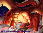  cum dragon fairy_tail horn igneel king_of_the_fire_dragons lava male mist muscular night penis silver_shadowheart volcano winged_dragon 