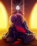  blood blood_from_mouth cuts dying heart hood hoodie injury male_focus open_mouth palidoozy-art sans shirt skeleton solo spoilers undertale 