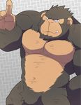  age anthro athletic fur hair male mammal muscular pecs pointing smile solo teeth topless 白申_(artist) 