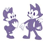  balls black_fur canine clothing duo erection female fox fox_tail foxy fur gloves lonbluewolf male mammal monochrome penis pussy roxy simple_background sketch smile tail_hug tiny_toon_adventures warner_brothers 