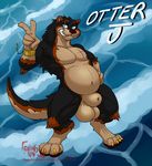  2016 anthro balls hungothenomster male mammal mustelid nude otter slightly_chubby solo 