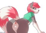  anus balls bent_over butt canine clothing derpah green_eyes hybrid male mammal presenting presenting_hindquarters raccoon raised_tail rikki wolf 