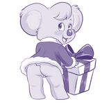  blinky_bill_(series) blush butt christmas costume female from_behind_position gift holidays koala lonbluewolf looking_back mammal marsupial monochrome nutsy pussy sex simple_background sketch solo 