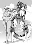  anthro beach big_breasts bikini breasts brittany_diggers chalo cheetah clothing duo eyewear feline female glasses gold_digger hair huge_breasts human long_hair mammal navel seaside spots swimsuit 