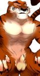  2016 abs anthro balls biceps claws disney feline fur hi_res male mammal muscular nude pecs penis ry-u shere_khan simple_background solo talespin tiger 