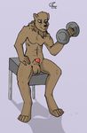  anthro balls bench canine dog exercise male mammal muscular neck_tuft oddchurch penis sheath tuft unsheathing weightlifting workout 