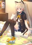  animal_ears ao_no_kanata_no_four_rhythm arisaka_mashiro arm_support bad_id bad_pixiv_id bag bangs bedroom benio_(dontsugel) black_legwear blanket blue_skirt blurry blush breasts brown_hair buttons cat_ears cat_pillow cat_tail closed_mouth cross_print drawing fake_animal_ears fish frown hair_between_eyes highres indoors jacket light_brown_hair long_hair nose_blush on_bed open_clothes open_jacket paper paw_print pillow pleated_skirt pom_pom_(clothes) purple_eyes ribbon school_uniform serafuku shadow shoes short_sleeves sitting skirt small_breasts solo stuffed_animal stuffed_cat stuffed_toy tail thighhighs twintails unbuttoned very_long_hair yellow_footwear yellow_ribbon zettai_ryouiki 