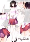  alternate_costume black_hair casual commentary_request earrings fashion haguro_(kantai_collection) high_heels jewelry kantai_collection mikage_takashi miniskirt short_hair skirt solo sweater thighhighs zettai_ryouiki 