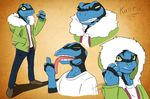  amphibian annoyed anthro clothing expressions frog heibanhikaru hoodie long_tongue looking_at_viewer male middle_finger multiple_images nameless_character signature standing tongue tongue_out 
