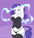  2016 anthro anthrofied blue_eyes blush breasts cleavage clothed clothing cutie_mark equine ethanqix female friendship_is_magic hair horn legwear long_hair magic mammal my_little_pony purple_hair rarity_(mlp) solo underwear unicorn 