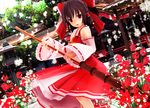  3d flower hakurei_reimu japanese_clothes kurogoma_(meganegurasan) miko mikumikudance shrine solo touhou 