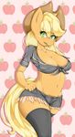  anthro apple applejack_(mlp) big_breasts breasts cleavage clothed clothing earth_pony equine female food friendship_is_magic fruit horse mammal my_little_pony pony solo tomoyuuki 