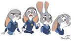  annoyed cute disney female fur grey_fur happy judy_hopps lagomorph long_ears mammal nasirgan police purple_eyes rabbit shocked solo suit surprise white_fur zootopia 