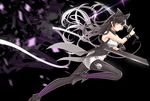  black_hair blake_belladonna bow cross_akiha hair_bow legwear_under_shorts long_hair pantyhose pantyhose_under_shorts rwby shorts solo weapon yellow_eyes 