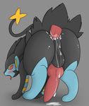  anal anal_penetration anus balls big_butt blush butt cum cum_in_ass cum_inside drooling erection feline fur luxray male male/male mammal nintendo open_mouth pandashorts penetration penis pok&eacute;mon saliva sex simple_background tongue video_games yellow_eyes 