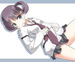  blue_eyes blush cardigan hanada_kirame long_sleeves looking_at_viewer necktie purple_hair saki saki_achiga-hen school_uniform shindouji_school_uniform short_hair short_twintails skirt smile solo twintails umekichi 