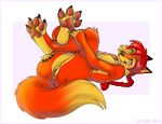  anus anyare breasts canine female fox hair hindpaw looking_at_viewer mammal nude paws presenting pussy red_hair solo 
