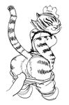  anthro anus black_and_white butt claws clothed clothing disembodied_penis feline female kung_fu_panda looking_back male mammal master_tigress monochrome pants_down partially_clothed penis presenting presenting_hindquarters pussy smile tiger watatanza 