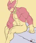  abs anso/rez anthro audino beard biceps blue_eyes butt digital_media_(artwork) facial_hair fur long_ears male mammal muscular muscular_male nintendo nude pecs pok&eacute;mon scar simple_background solo tasteful_nudity video_games 