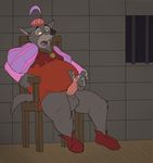  after_masturbation after_orgasm anthro balls bottomless canine chair cum cum_string digital_media_(artwork) disney flat_colors humanoid_penis looking_at_penis mammal open_mouth orgasm_face overweight partially_retracted_foreskin penis prison robin_hood_(disney) sheriff_of_nottingham sitting skunkjunkie solo uncut wolf 
