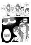  2girls absurdres admiral_(kantai_collection) ahoge bad_id bad_pixiv_id comic crossover doraemon doraemon_(character) double_bun english greyscale hairband hat highres kaga_(kantai_collection) kantai_collection kongou_(kantai_collection) long_hair monochrome multiple_girls muneate nontraditional_miko peaked_cap side_ponytail wangphing 
