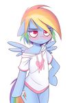  blush clothing equine female friendship_is_magic hoodie hoodie_(artist) mammal my_little_pony rainbow_dash_(mlp) simple_background solo wings 