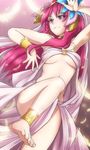 alina_pegova anklet barefoot bracelet breasts dancer dancing feet flower hair_flower hair_ornament harem_outfit jewelry magi_the_labyrinth_of_magic medium_breasts morgiana red_eyes red_hair solo toes underboob 