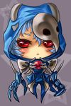  :&lt; ayanami_rei blue_hair chibi cosplay lowres neon_genesis_evangelion red_eyes sachiel sachiel_(cosplay) solo sooj 