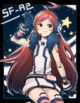 ahoge android bad_id bad_pixiv_id belt boots dress gloves headphones headset kneehighs long_hair matsuda_suzuri red_eyes red_hair robot_joints sf-a2_miki smile socks solo star striped striped_gloves striped_legwear vocaloid wrist_cuffs 