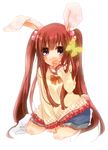  animal_ears bad_id bad_pixiv_id bunny_ears kano_shiki long_hair red_hair solo umineko_no_naku_koro_ni ushiromiya_ange very_long_hair younger 