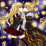  beatrice blonde_hair blue_eyes butterfly dress hair_down hand_holding necktie skirt thigh-highs thighhighs umineko_no_naku_koro_ni 