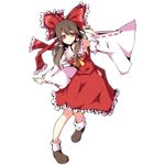  bad_id bad_pixiv_id bow brown_hair detached_sleeves full_body hair_bow hakurei_reimu hands highres kujou_ichiso large_bow red_eyes solo touhou transparent_background 