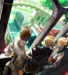  armor bad_id bad_pixiv_id balflear blonde_hair crossover dutch_angle final_fantasy final_fantasy_tactics final_fantasy_tactics_a2 final_fantasy_tactics_advance final_fantasy_xii gloves male_focus multiple_boys ramza_beoulve spikes toichi_(ik07) vaan water 