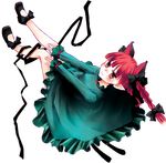  animal_ears bow braid cat_ears cat_tail extra_ears full_body hair_ribbon highres kaenbyou_rin mousouchiku multiple_tails pointy_ears red_eyes red_hair ribbon short_hair smile solo tail touhou transparent_background twin_braids twintails 