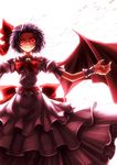  bat_wings claws crazy_eyes fangs hat kazetto lavender_hair red_eyes remilia_scarlet short_hair slit_pupils solo standing touhou wings 