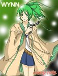  green_eyes green_hair gun jacket kazemachi lowres ribbon skirt solo weapon wynn yuu-gi-ou yuu-gi-ou_duel_monsters 
