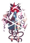  alternate_costume animal_ears bad_id bad_pixiv_id bow cat_ears cat_tail full_body glowing glowing_eyes highres kaenbyou_rin multiple_tails red_eyes red_hair ribbon short_hair skull solo tail tanaka_ken'ichi touhou transparent_background 