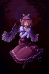  animal_ears bad_id bad_pixiv_id closed_eyes dark dress fingernails hands_clasped hat long_fingernails long_sleeves moon music mystia_lorelei night open_mouth own_hands_together pink_hair purple shoes singing sitting solo takuzo touhou winged_shoes wings 