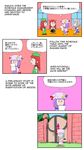  5girls chamupei charles_schulz_(style) comic cosplay highres hong_meiling hong_meiling_(cosplay) izayoi_sakuya izayoi_sakuya_(cosplay) koakuma koakuma_(cosplay) multiple_girls patchouli_knowledge patchouli_knowledge_(cosplay) peanuts remilia_scarlet remilia_scarlet_(cosplay) spear_the_gungnir touhou translated 