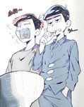  bad_id bad_twitter_id black_hair brothers brushing_teeth closed_eyes hand_in_pocket heart heart_in_mouth male_focus matsuno_karamatsu matsuno_osomatsu messy_hair multiple_boys o2_(o2mm) osomatsu-kun osomatsu-san pajamas siblings sink sketch tearing_up toothbrush yawning 