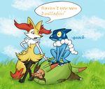  amphibian braixen canine fox frog frogadier hedgehog mammal nintendo pok&eacute;mon quilladin video_games weirda208 