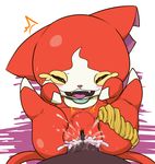  abdominal_bulge ahegao anus blush censor_bar clitoris crossgender cum cum_in_pussy cum_inside disembodied_penis female fur jibanyan male penetration penis pussy red_fur sa.baka simple_background translucent translucent_penis vaginal vaginal_penetration white_background yo-kai_watch 