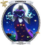  &lt;3 +5 banner big_breasts boss_monster breasts clothing dress eyelashes feet full_moon grass halloween holidays horn leaf leafs magic magic_bats monster moon nails picture_frame pumpkin robe sea smile star toby_fox toes tongue toriel undertale video_games walter_sache water yellow_text 
