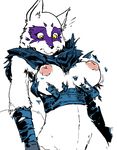 2016 alopex anthro arctic_fox areola big_breasts bottomless breasts canine clothing female fox fur inverted_nipples mammal nipples puffy_areola simple_background solo sweat teenage_mutant_ninja_turtles torn_clothing unknown_artist white_background white_fur yellow_eyes 