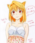  animal_ears arcueid_brunestud blonde_hair cat_ears dated hair_intakes heart highres melty_blood potekite red_eyes short_hair smile solo thank_you traditional_media tsukihime white_background 