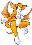  anthro big_breasts breasts chest_tuft dust:_an_elysian_tail erect_nipples female fidget fur green_eyes hallowgazer mammal membranous_wings nimbat nipples nude orange_fur solo tuft video_games white_fur wings 