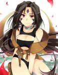  aa_megami-sama bad_id bad_pixiv_id breasts brown_eyes brown_hair earrings facial_mark forehead_mark jewelry long_hair medium_breasts peorth petals ponytail rose_petals solo swimsuit takigawa_medaka thorns very_long_hair 