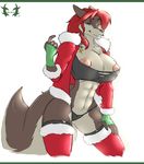  big_breasts blue_eyes breasts canine clothing female huge_breasts looking_at_viewer mammal panties rohan_scribe smile solo underwear wolf 