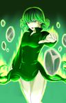  aura bad_id bad_pixiv_id dress glowing green green_dress green_eyes green_hair highres one-punch_man open_mouth shikura_(natsuspica) solo stone tatsumaki telekinesis 